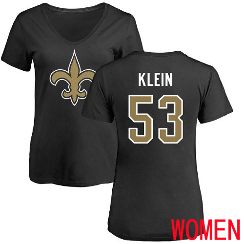 New Orleans Saints Black Women A J  Klein Name and Number Logo Slim Fit NFL Football #53 T Shirt